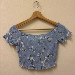 Light Blue Floral Crop Top